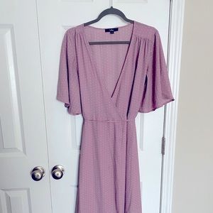 Lulu’s Midi Wrap Dress in Lavender